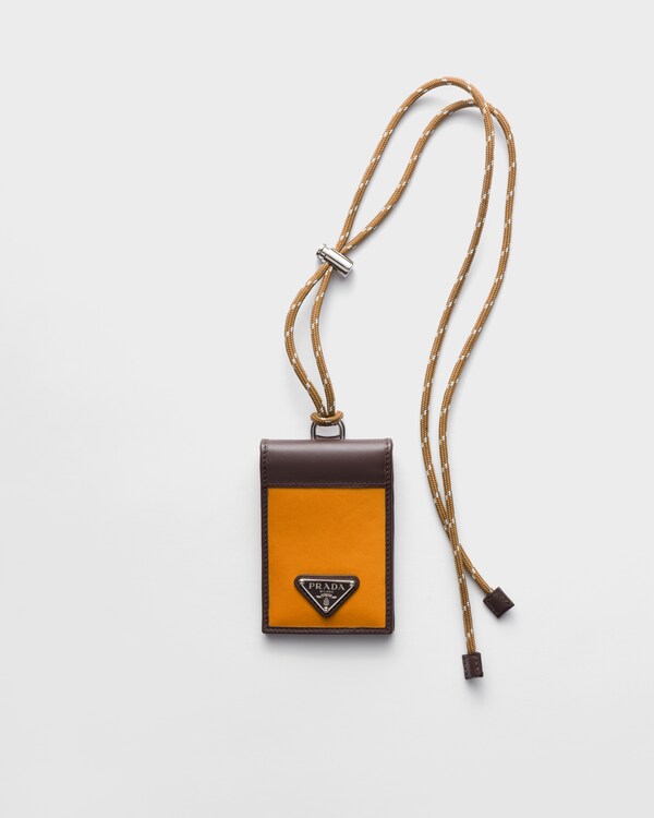 Prada Speedrock Re-Nylon and leather card holder with strap - Amber Prada Speedrock Re-Nylon and leather card holder with strap - Amber