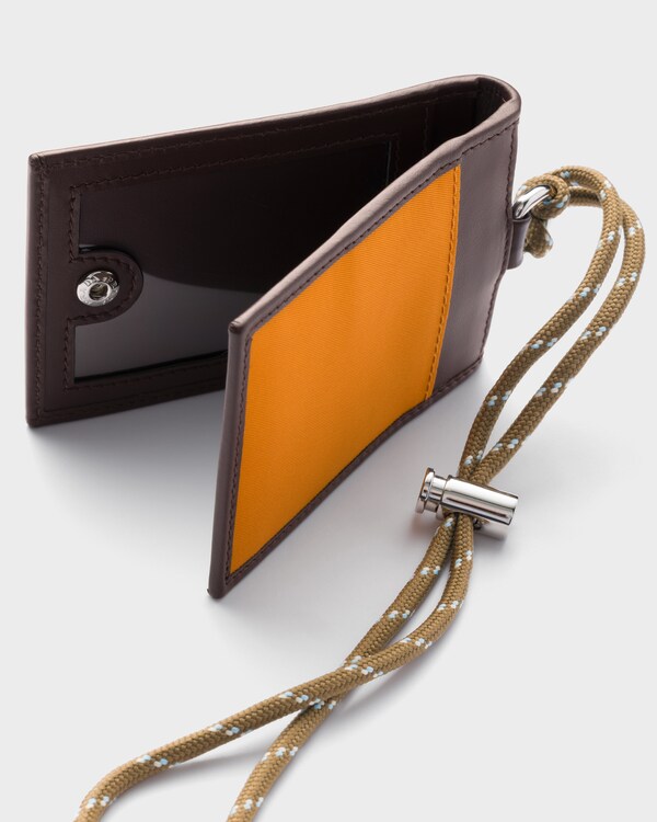 Prada Speedrock Re-Nylon and leather card holder with strap - Amber Prada Speedrock Re-Nylon and leather card holder with strap - Amber