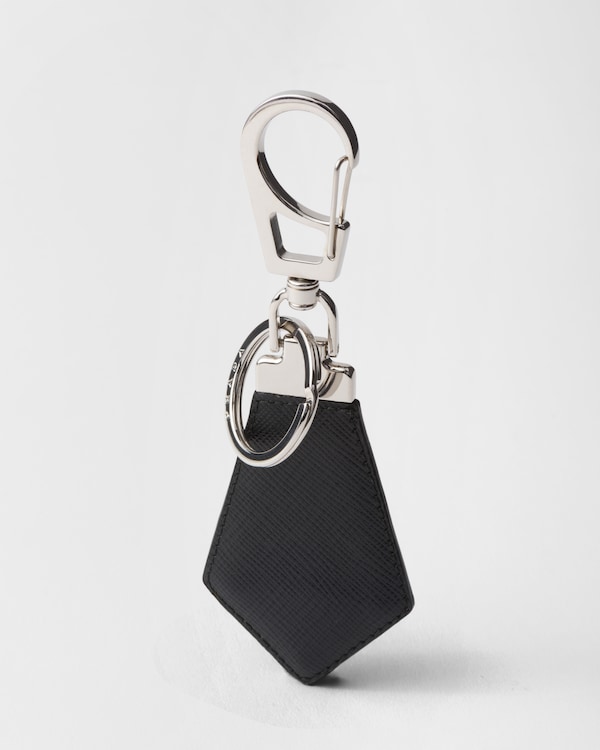 Saffiano leather keychain - Black Saffiano leather keychain - Black