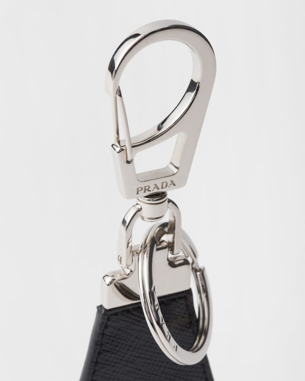 Saffiano leather keychain - Black Saffiano leather keychain - Black