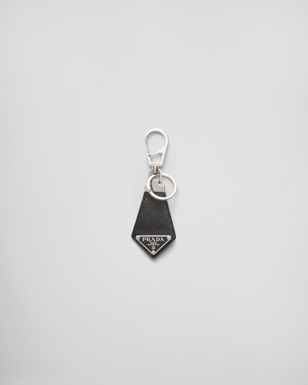 Saffiano leather keychain - Black Saffiano leather keychain - Black