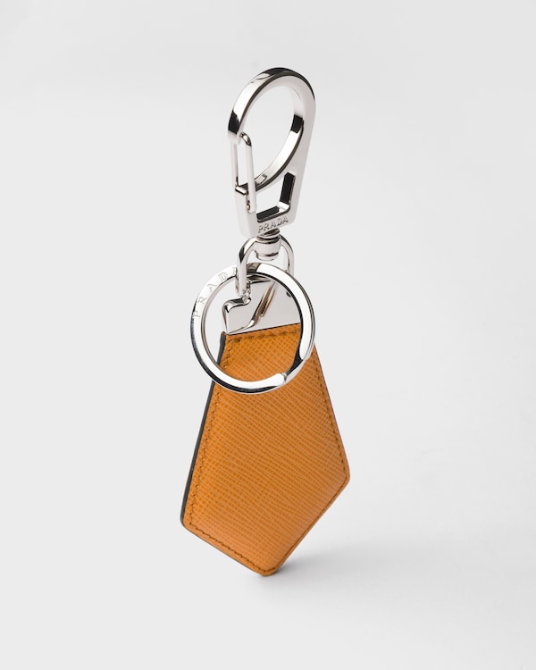 Saffiano leather keychain - Amber Saffiano leather keychain - Amber