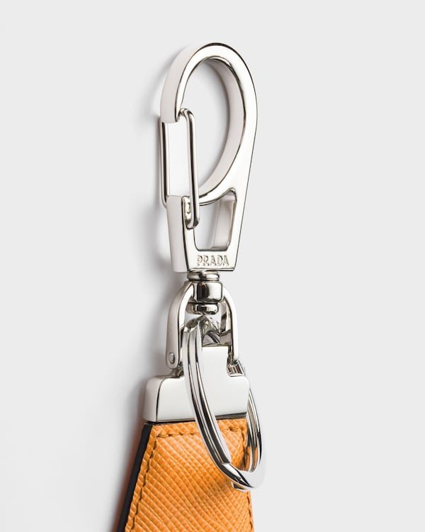 Saffiano leather keychain - Amber Saffiano leather keychain - Amber