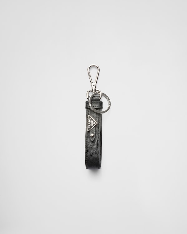 Saffiano leather keychain - Black Saffiano leather keychain - Black