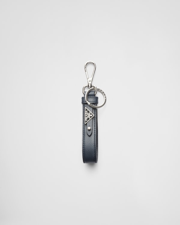 Saffiano leather keychain - Baltic Blue Saffiano leather keychain - Baltic Blue