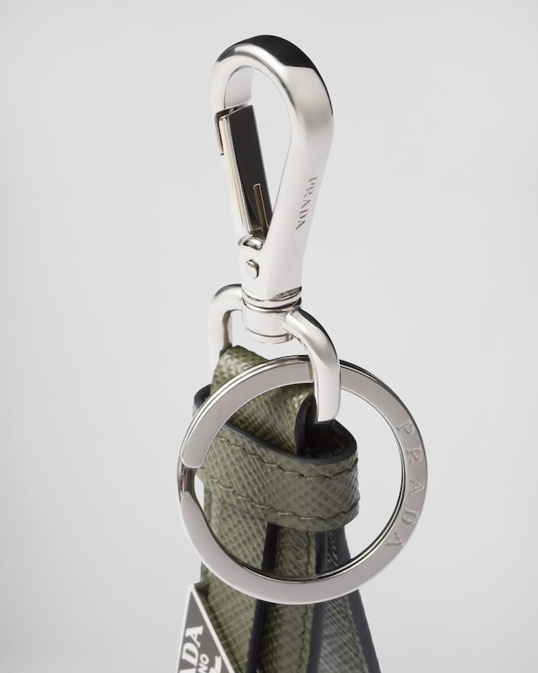 Saffiano leather keychain - Loden Green Saffiano leather keychain - Loden Green