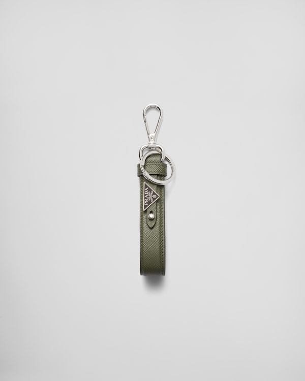 Saffiano leather keychain - Loden Green Saffiano leather keychain - Loden Green