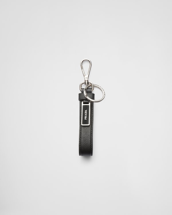 Saffiano leather keychain - Black Saffiano leather keychain - Black