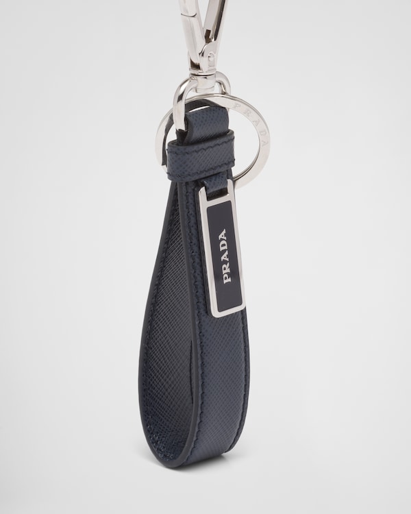 Saffiano leather keychain - Baltic Blue Saffiano leather keychain - Baltic Blue