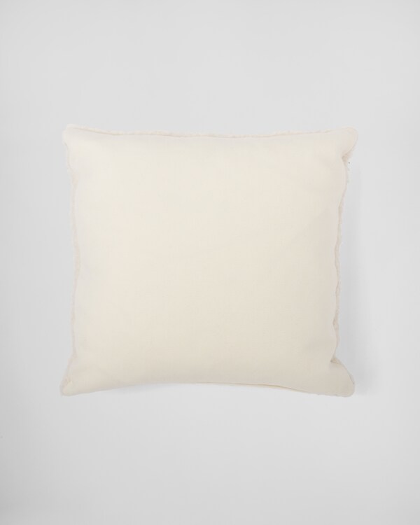 Faux-fur cashmere and wool throw pillow - Tan/Black Faux-fur cashmere and wool throw pillow - Tan/Black