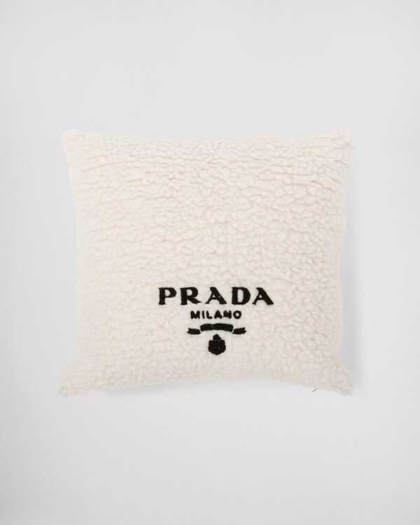 Faux-fur cashmere and wool throw pillow - Tan/Black Faux-fur cashmere and wool throw pillow - Tan/Black