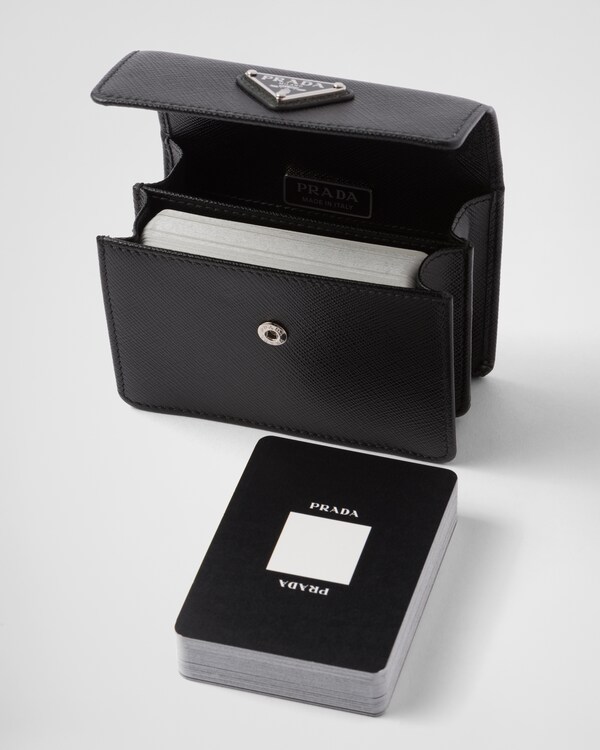 Saffiano leather Playing Cards set - Black Saffiano leather Playing Cards set - Black