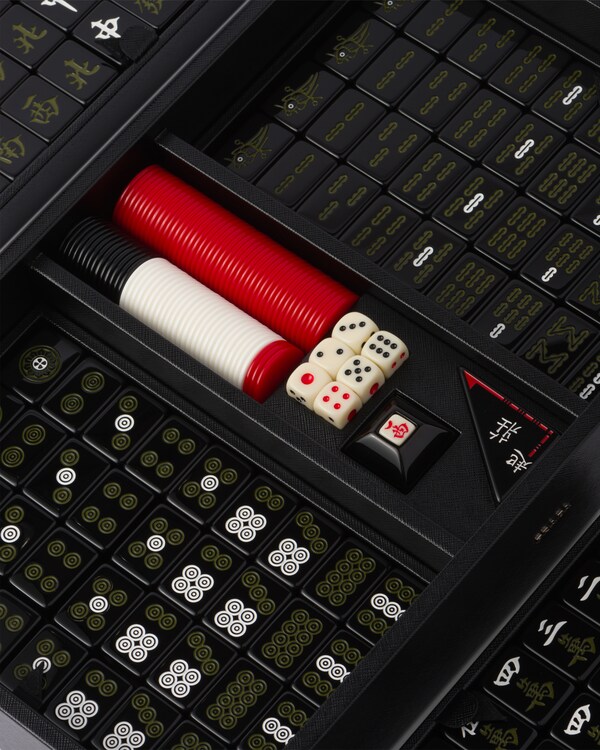 Saffiano Leather Mahjong Game - Black Saffiano Leather Mahjong Game - Black