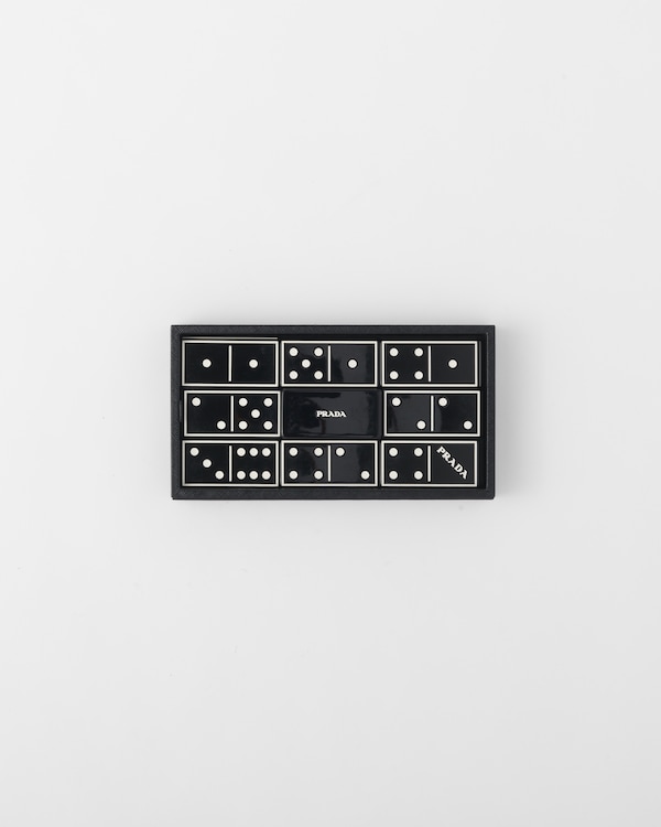 Saffiano leather Dominoes set - Black Saffiano leather Dominoes set - Black