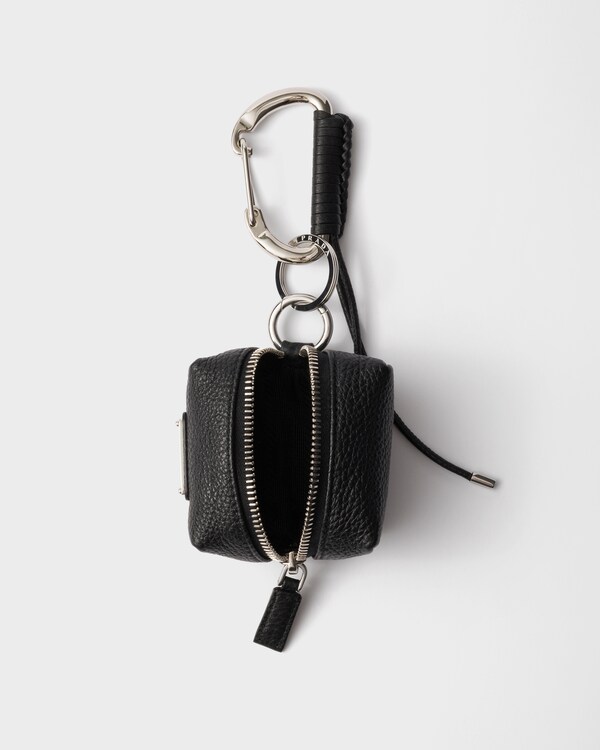 Leather keychain charm - Black Leather keychain charm - Black