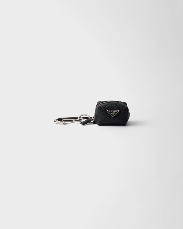 Leather keychain charm - Black Leather keychain charm - Black