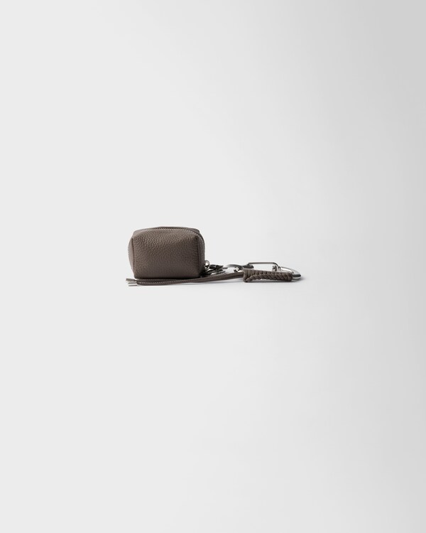 Leather keychain charm - Bamboo Gray Leather keychain charm - Bamboo Gray