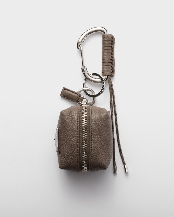 Leather keychain charm - Bamboo Gray Leather keychain charm - Bamboo Gray