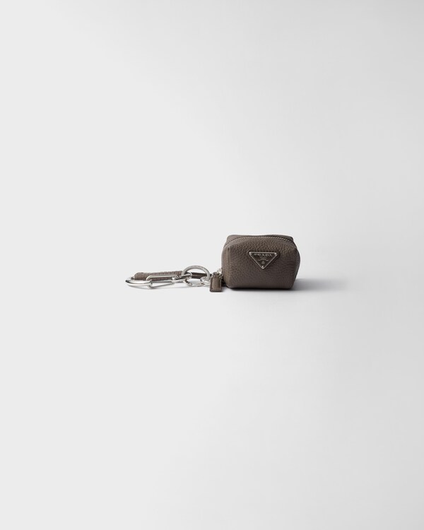 Leather keychain charm - Bamboo Gray Leather keychain charm - Bamboo Gray