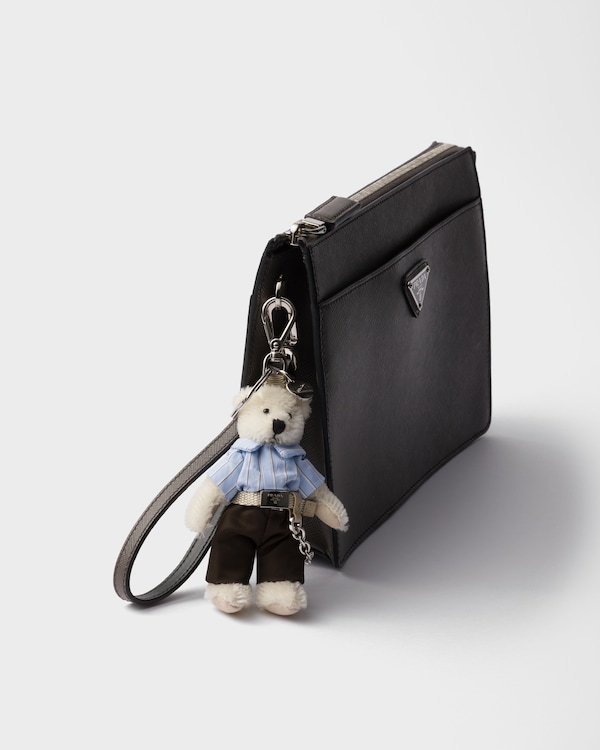 Teddy keychain charm - White Teddy keychain charm - White