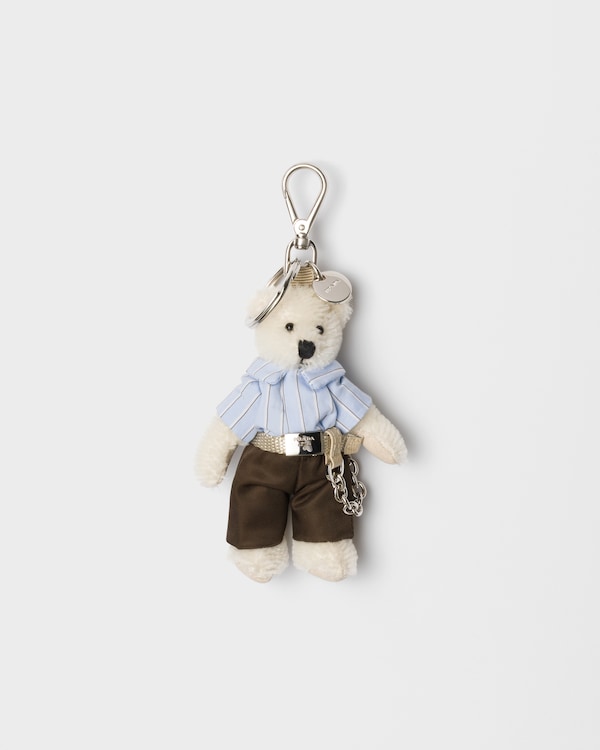 Teddy keychain charm - White Teddy keychain charm - White