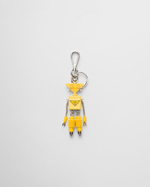 Robot Saffiano leather keychain charm - Sunny Yellow Robot Saffiano leather keychain charm - Sunny Yellow