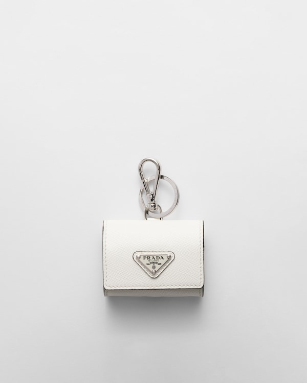Saffiano 皮革耳机包挂饰 - 白色 Saffiano 皮革耳机包挂饰 - 白色
