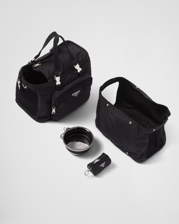 Re-Nylon and Saffiano leather pet bag - Black Re-Nylon and Saffiano leather pet bag - Black