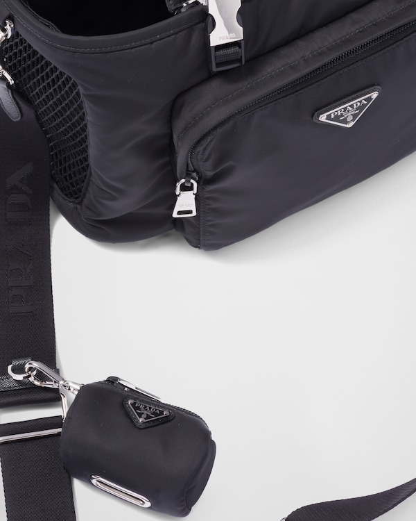 Re-Nylon and Saffiano leather pet bag - Black Re-Nylon and Saffiano leather pet bag - Black