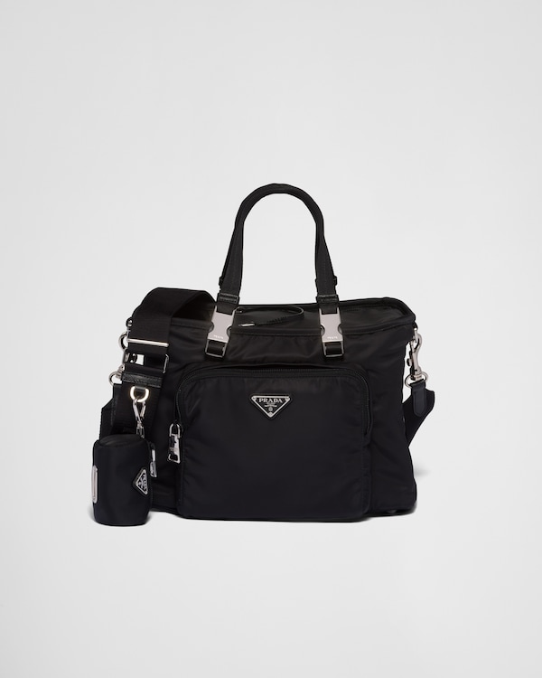 Re-Nylon and Saffiano leather pet bag - Black Re-Nylon and Saffiano leather pet bag - Black