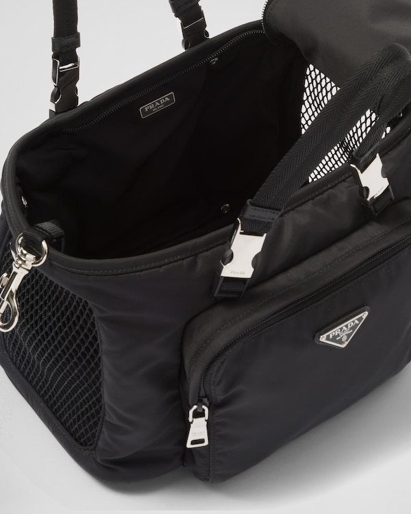Re-Nylon and Saffiano leather pet bag - Black Re-Nylon and Saffiano leather pet bag - Black