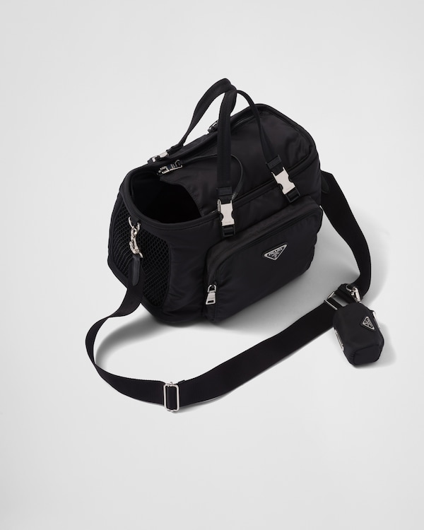 Re-Nylon and Saffiano leather pet bag - Black Re-Nylon and Saffiano leather pet bag - Black