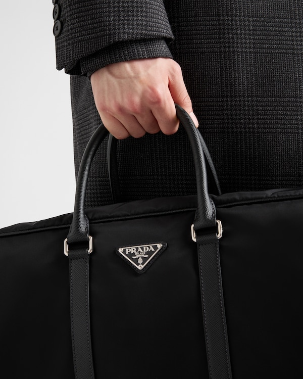 Re-Nylon and Saffiano leather duffel bag - Black Re-Nylon and Saffiano leather duffel bag - Black
