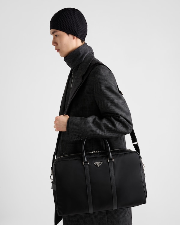 Re-Nylon and Saffiano leather duffel bag - Black Re-Nylon and Saffiano leather duffel bag - Black