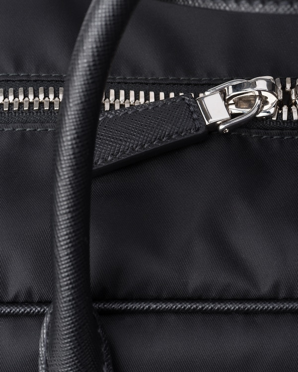 Re-Nylon and Saffiano leather duffel bag - Black Re-Nylon and Saffiano leather duffel bag - Black