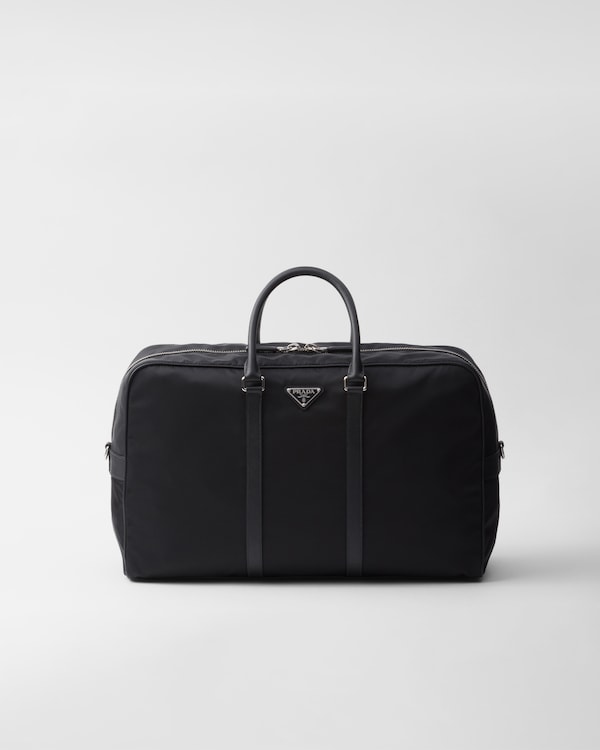 Re-Nylon and Saffiano leather duffel bag - Black Re-Nylon and Saffiano leather duffel bag - Black