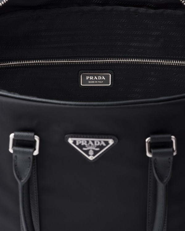 Re-Nylon and Saffiano leather duffel bag - Black Re-Nylon and Saffiano leather duffel bag - Black