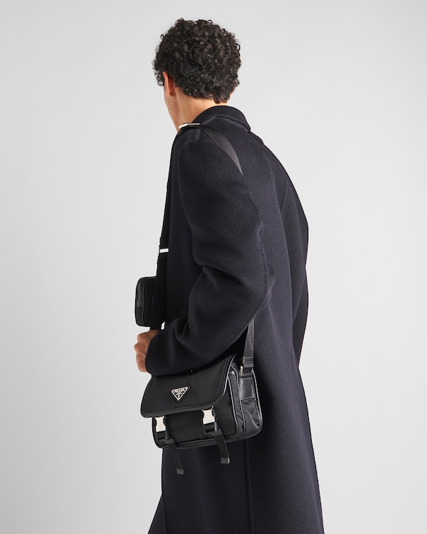 Re-Nylon and Saffiano leather shoulder bag - Black Re-Nylon and Saffiano leather shoulder bag - Black