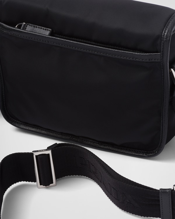 Re-Nylon and Saffiano leather shoulder bag - Black Re-Nylon and Saffiano leather shoulder bag - Black