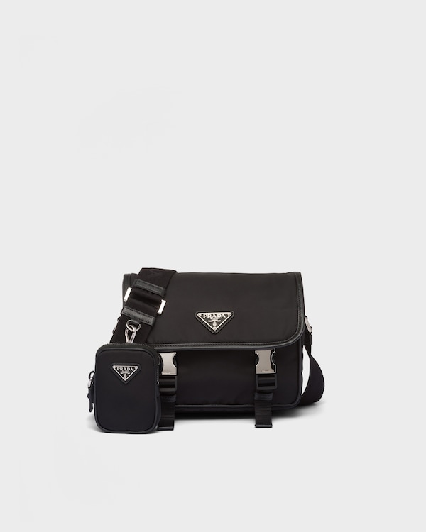 Re-Nylon and Saffiano leather shoulder bag - Black Re-Nylon and Saffiano leather shoulder bag - Black