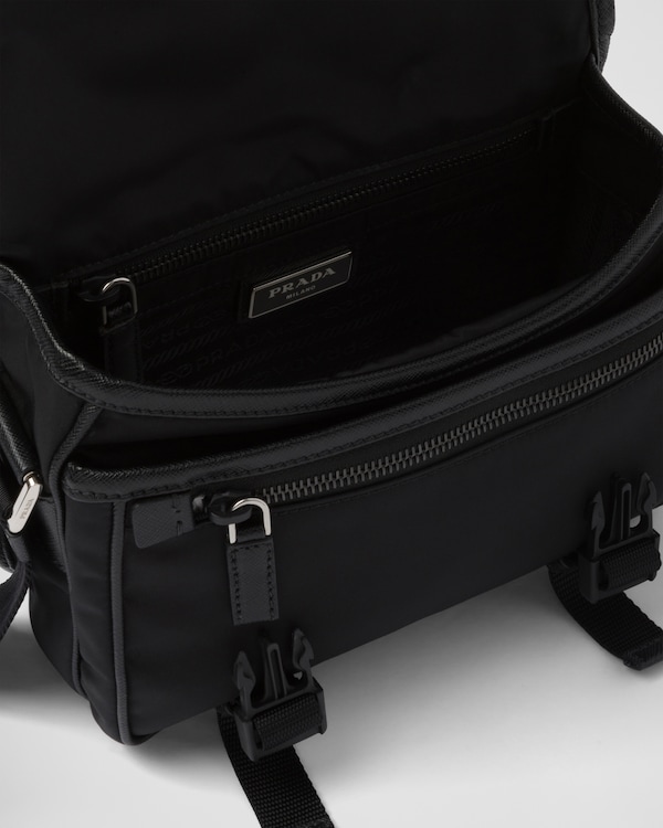 Re-Nylon and Saffiano leather shoulder bag - Black Re-Nylon and Saffiano leather shoulder bag - Black