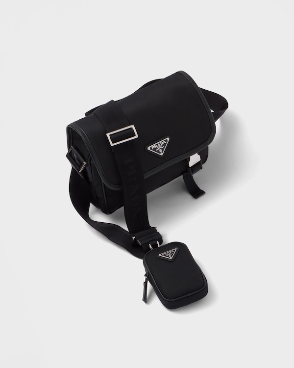 Re-Nylon and Saffiano leather shoulder bag - Black Re-Nylon and Saffiano leather shoulder bag - Black