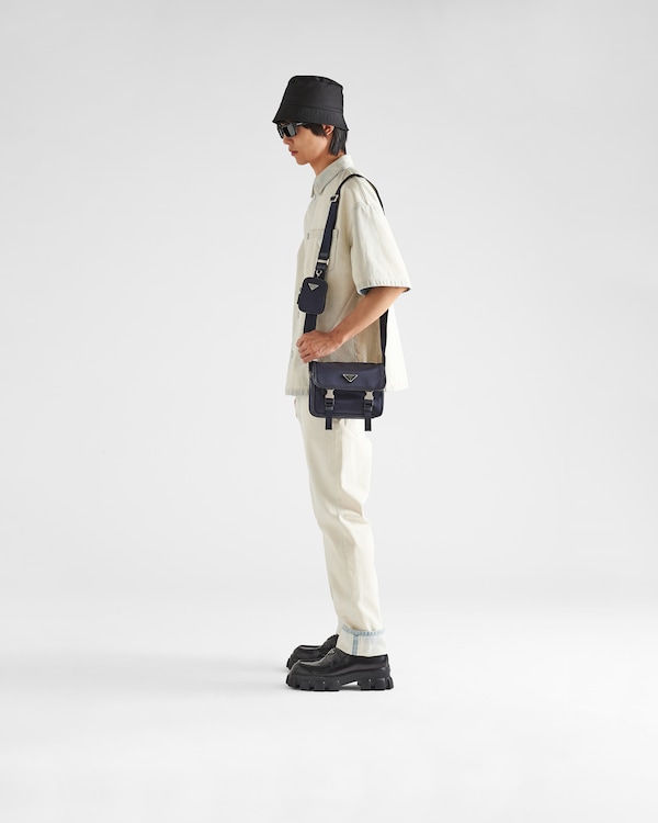 Re-Nylon and Saffiano leather shoulder bag - Navy Re-Nylon and Saffiano leather shoulder bag - Navy