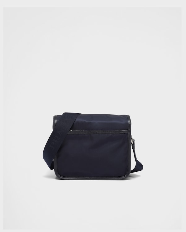 Re-Nylon and Saffiano leather shoulder bag - Navy Re-Nylon and Saffiano leather shoulder bag - Navy