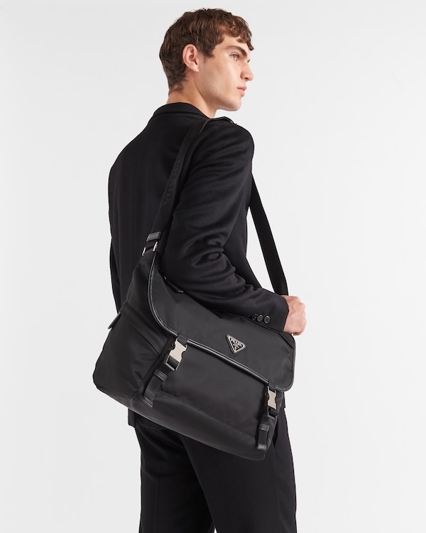 Re-Nylon and Saffiano leather shoulder bag - Black Re-Nylon and Saffiano leather shoulder bag - Black