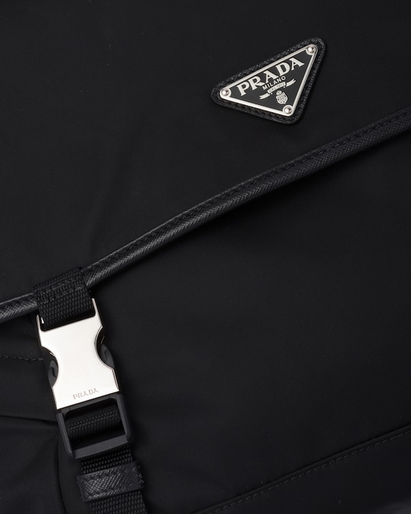 Re-Nylon and Saffiano leather shoulder bag - Black Re-Nylon and Saffiano leather shoulder bag - Black