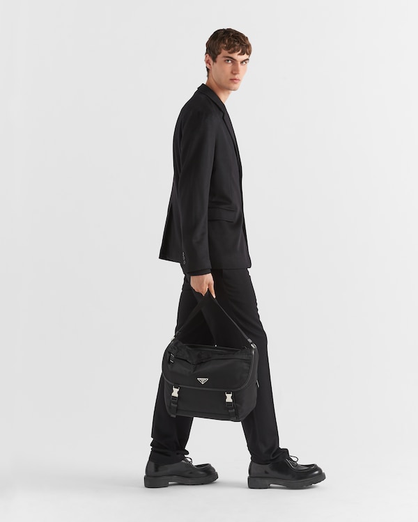 Re-Nylon and Saffiano leather shoulder bag - Black Re-Nylon and Saffiano leather shoulder bag - Black
