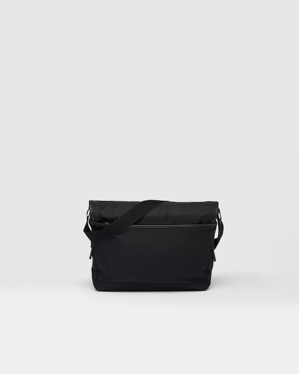 Re-Nylon and Saffiano leather shoulder bag - Black Re-Nylon and Saffiano leather shoulder bag - Black