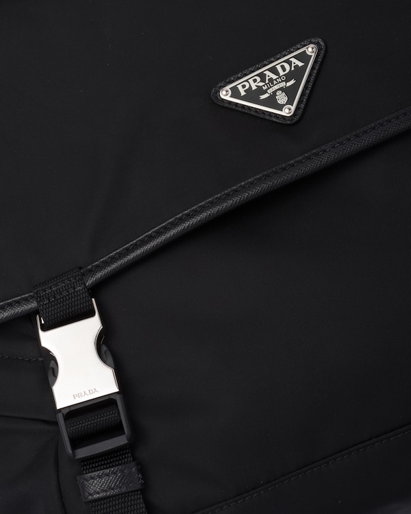 Re-Nylon and Saffiano leather shoulder bag - Black Re-Nylon and Saffiano leather shoulder bag - Black