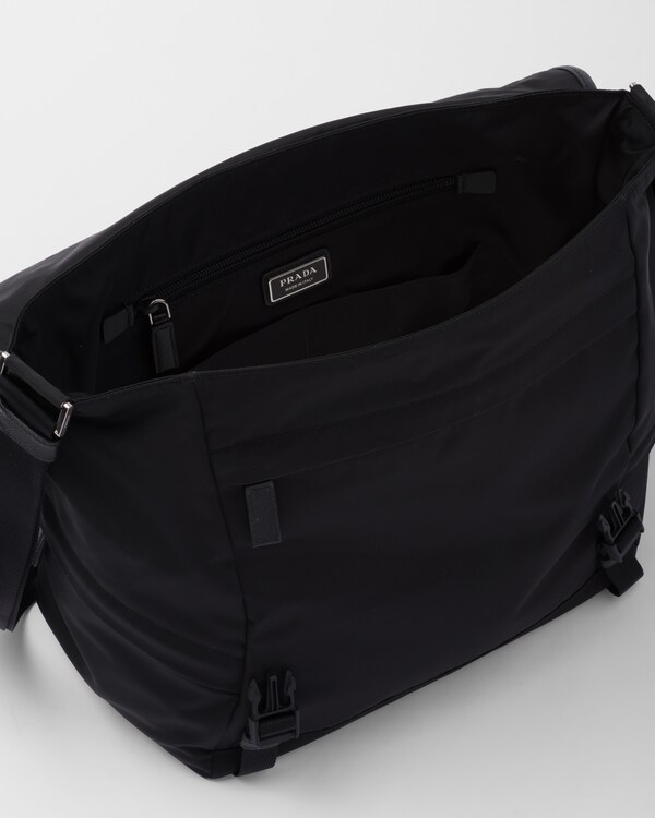 Re-Nylon and Saffiano leather shoulder bag - Black Re-Nylon and Saffiano leather shoulder bag - Black